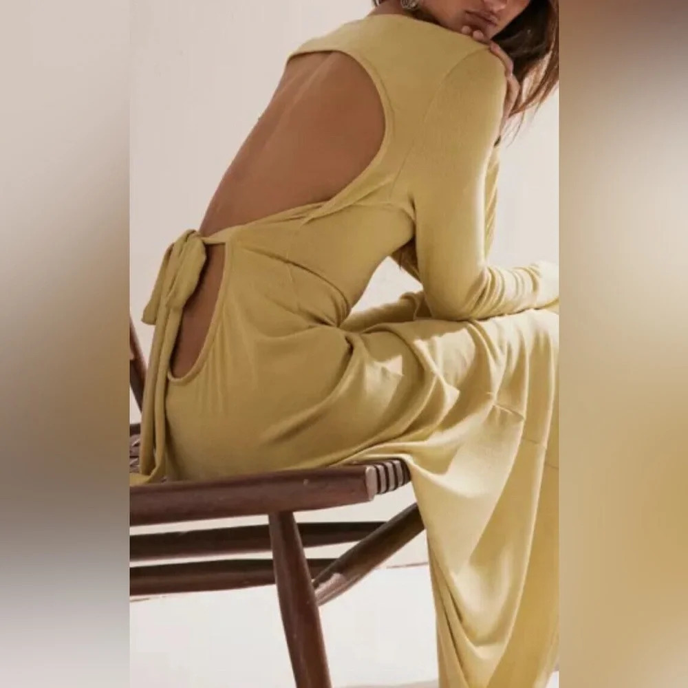 New! Free People Beach Aubre Open-back Essential Maxi Yellow nwot 27058 - Picture 2 of 15